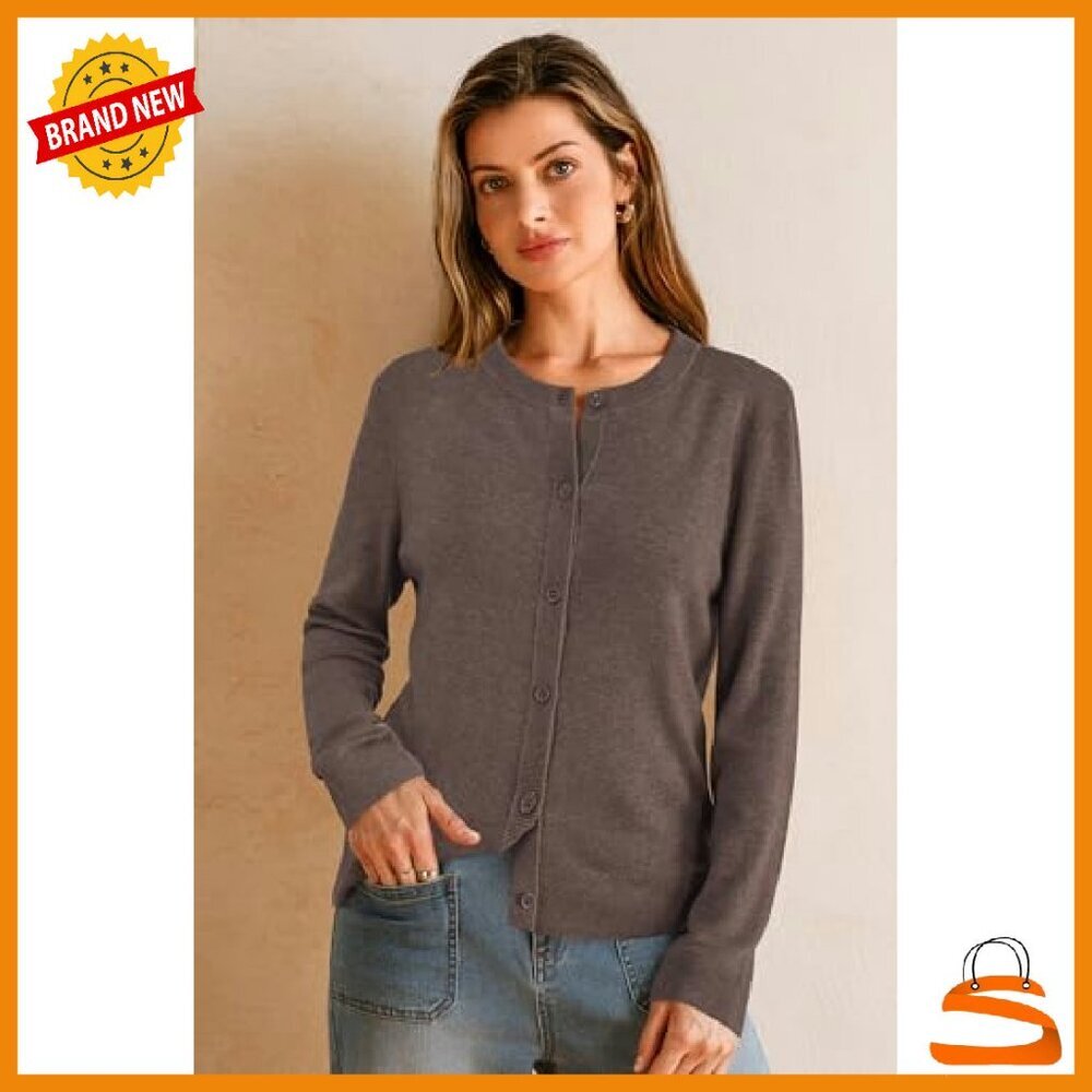 Wool Blend Lightweight Cardigan Business Casual Sweater Button Down - Picture 5 of 8